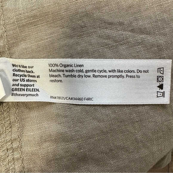 EILEEN Fisher Two Tone Coated Organic Linen Asym Zip Jacket M Stone Brown/Gray - Picture 8 of 10